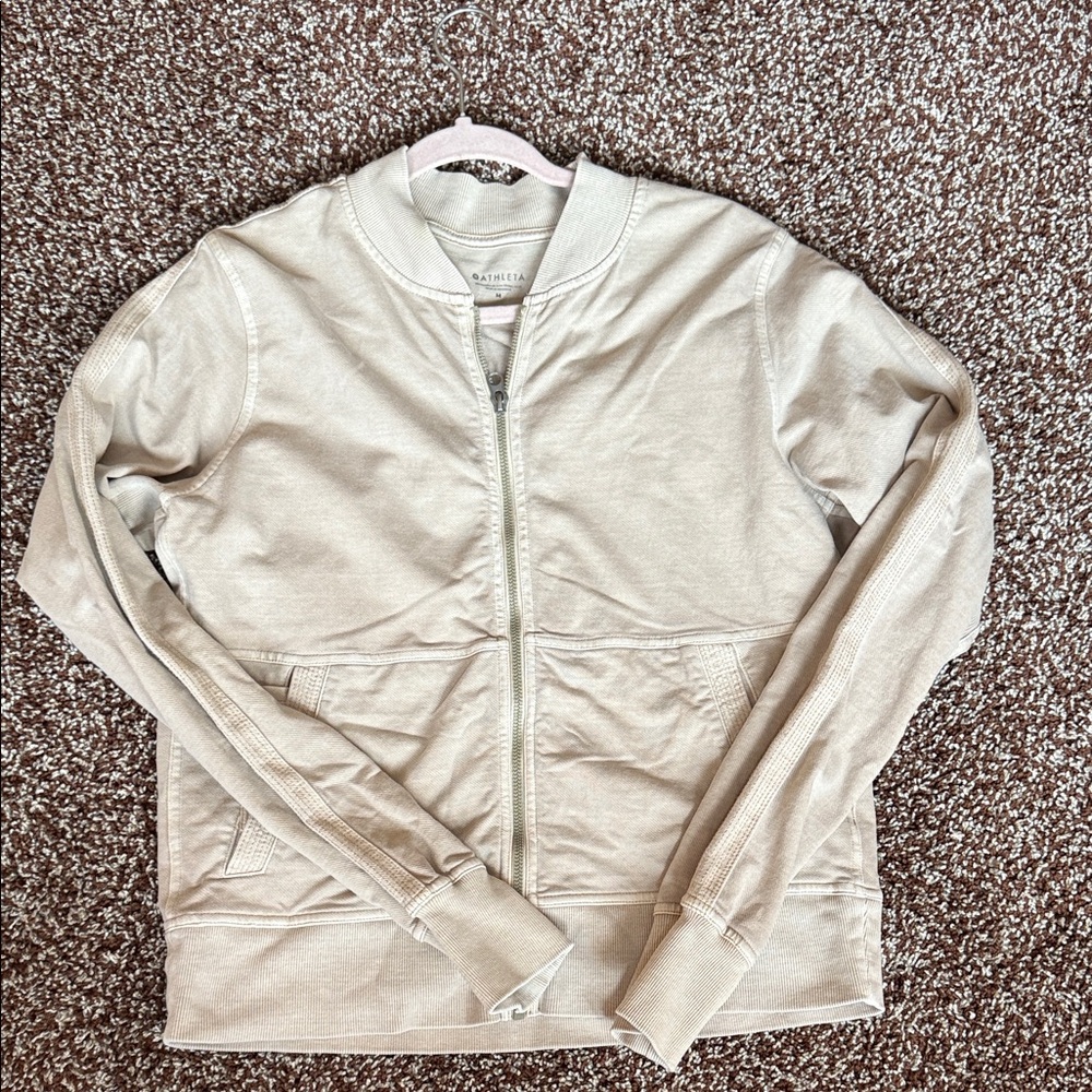 Athleta Light Tan Ribbed Jacket